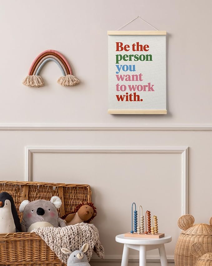 FGFK Be the Person You Want to Work with Inspirational office Framed hanging Canvas wall art Poster Prints decor for women,Colorful Motivational posters office decorations for work,12x16 Inch