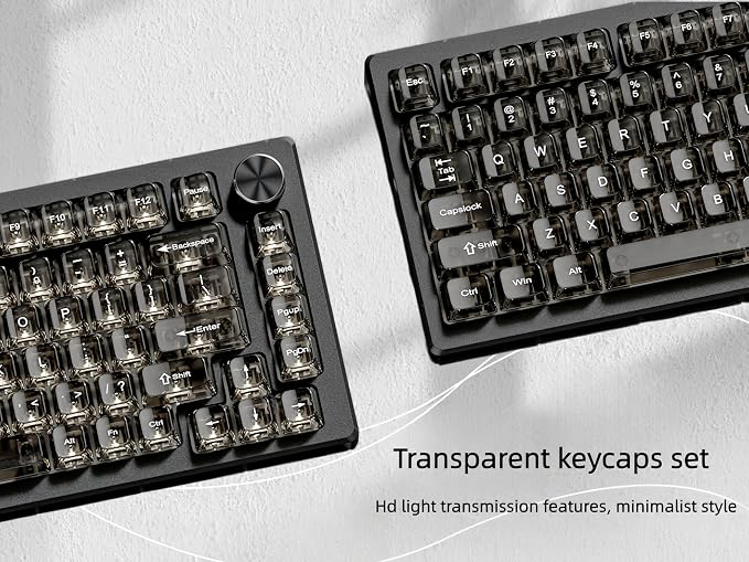 dagaladoo Clear keycaps,Transparent Keyboard keycaps,Jelly Key caps Set,Shine Through keycap，MDA Profile Keyboard caps for Mx Switches Mechanical Keyboard(Black)