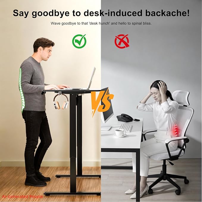 47"x24" Standing Desk, Height Adjustable Sit-Stand Home Office, Walnut | Electric Adjustable Standing Desk, Sit to Stand Computer Office Desk with Splice Board, Memory Preset, Lifts 28.7''-46.5"