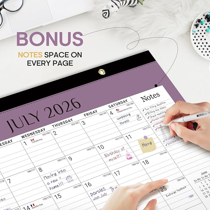 Desk Calendar 2026-2027, 18-Month Calendar Runs from July 2026 to December 2027, Large 17" x 12" Monthly Desktop & Wall Calendar for Home & Office - Boho Colors