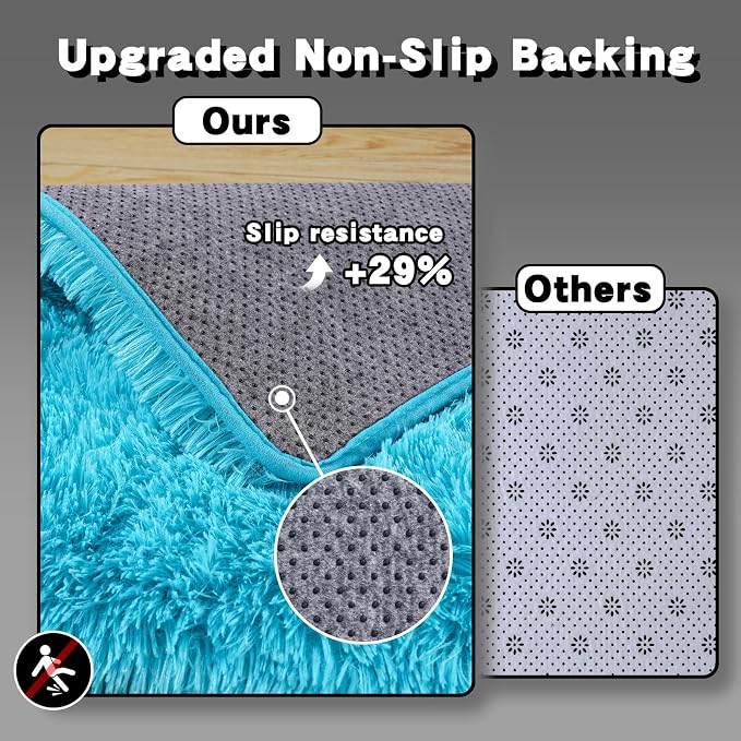 8x10 Area Rugs for Living Room, Fluffy Shaggy Rug Soft Carpets, Big Rugs for Bedroom Nursery Kids Room Dorm Home Decor Aesthetic, Teal Blue