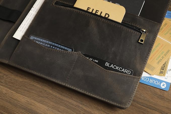 Personalized Leather Padfolio for Lefty, Business Portfolio Binder with Notepad Holder, Legal Pad Portfolio Folder for Men/Women - Grey