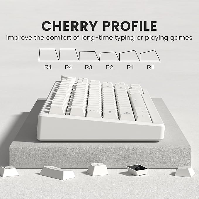dagaladoo Double Shot PBT keycaps Set, Retro Milky White Keyboard caps,Cherry Profile Keycaps 60 65 75 100 Percent, Custom keycaps for Mechanical Keyboard Gaming(61/64/68/84/87/100/104/108)