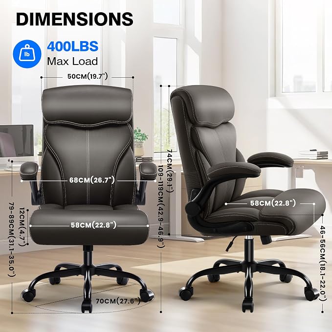 AreShark Leather Office Chair - Executive High Back Ergonomic Desk Chairs | Breathable Computer Chair with Lumbar Support & Rock Function, Rolling Swivel Seat for Working, Studying, Gaming & Relaxing