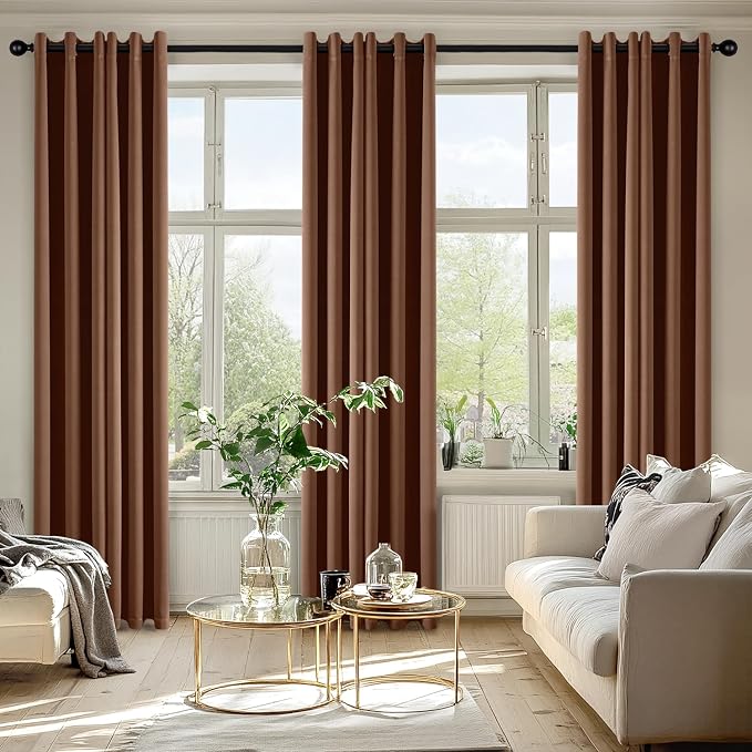 MIULEE Blackout Curtains for Bedroom Living Room 2 Panels, Thermal Insulated Room Darkening Drapes Grommet Noise Reducing Light Blocking Window Treatments 84 Inches Long 40x84 Inch Mocha Brown