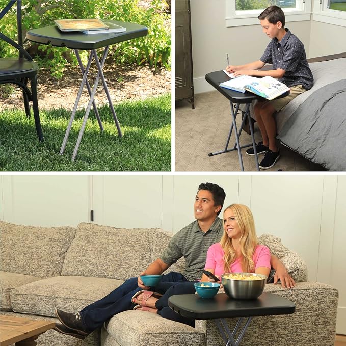 LIFETIME Adjustable Folding Laptop Table TV Tray, 26 Inch, Black