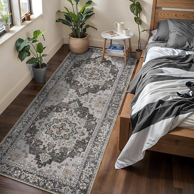 Tangsoo 2x6 Washable Runner Rug for Hallways, Non Slip Vintage Runner Rug, Soft Oriental Low Pile Long Rug Runner, Carpet Runners for Kitchen Bedroom Entryway Bathroom Living Room