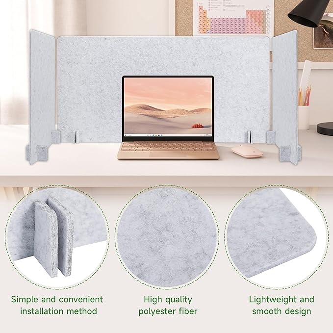 Desk Privacy Panel Acoustic Divider Panel Portable Desk Partition Desk Divider Noise Visual Isolate Table Divider for Student Study Office Library (Gray-4, 15.75" x 23.6")