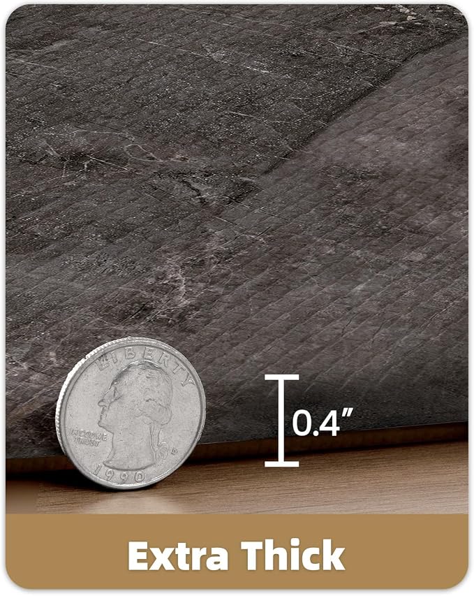 Color&Geometry Kitchen Mats for Floor 24x87 Black Marble Design | Non Slip Kitchen Runner, Easy Clean, Oil/Water Proof, 0.4in Thick Antifatigue Standing Mat For Laundry/Office, Home Decor