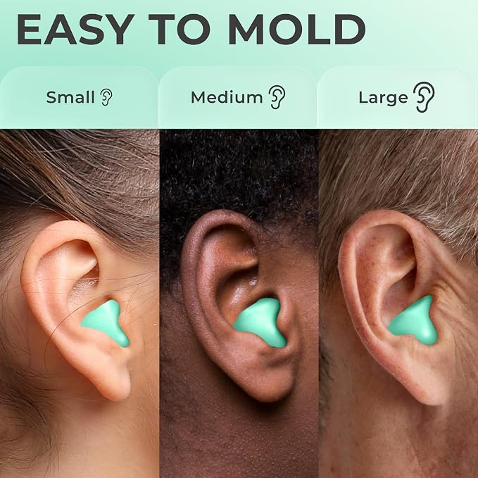 Peace&Quiet PQ Wax Ear Plugs for Sleeping, Swimming - 50 Soft Noise Cancelling Silicone Gel Wax Earplugs for Sleep and Swimmers, Ear Protection with Sound Blocking Level of 32 Db, Green