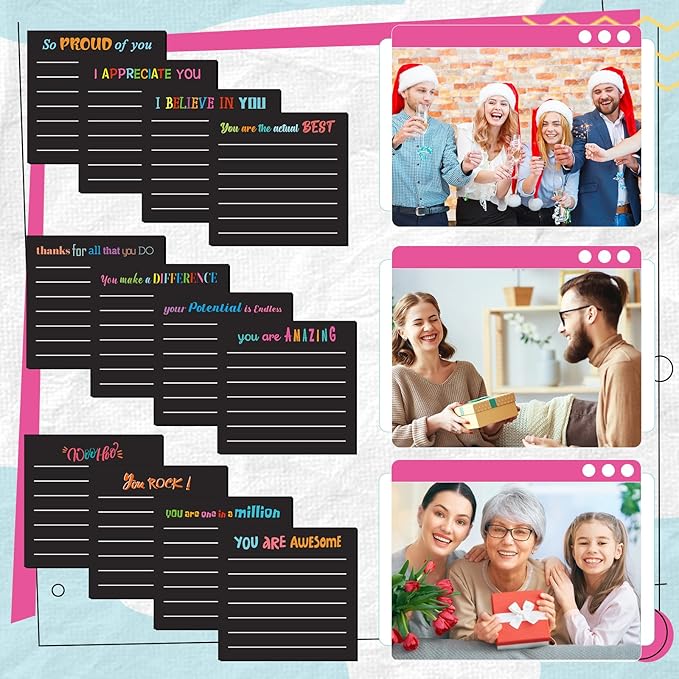 Yinder 24 Pcs Inspirational Sticky Notes Thank You Gift Motivational Sticky Note Pad Employee Appreciation Gift Bulk for Staff Coworker Teacher Nurse Office Groups 3 x 3'' (Appreciation,Black)