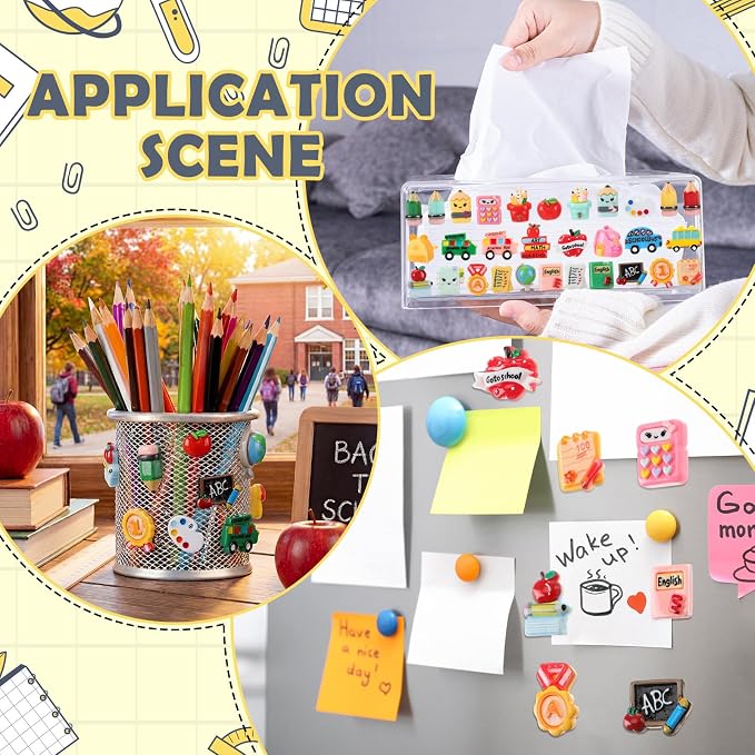 Giegxin 40 Pcs Back to School Resin Charm Pencil Book Blackboard Flatback Cabochon Accessories Cute Embellishments Bulk for Jewelry Cellphone Case Scrapbooking Headband Photo Frame DIY Craft Making