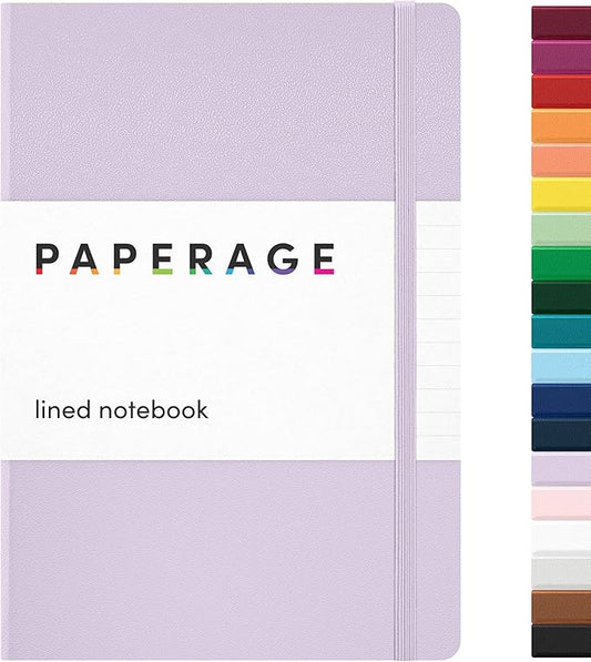 PAPERAGE Lined Journal Notebook, Hardcover Journal for Women & Men, 160 Pages, (5.6 in x 8 in), College Ruled Journaling Notebook for Work, School Supplies & Note Taking, (Lavender)