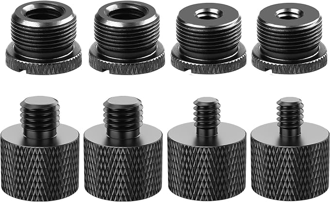 IXTECH Mic Stand Adapter Set 8 pieces Metal Microphone Stand Screw Thread Adapter 5/8 Female to 3/8 Male 3/8 Female to 5/8 Male 5/8 Female to 1/4 Male 1/4 Female to 5/8 Male Tripod Adapter