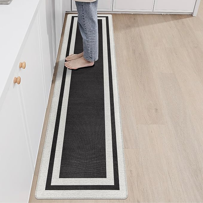 Anti Fatigue Kitchen Mat Long Kitchen Mats for Floor Non Slip Waterproof Kitchen Rug Kitchen Runner Kitchen Floor Mats Cushioned Anti Fatigue for Kitchen Sink Office Laundry 17.3" x 70.8" Black