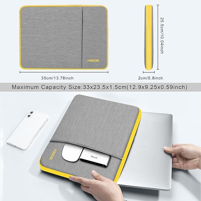 Hseok Laptop Case 13.3 Inch Sleeve Recycled Water Resistant Cover for MacBook Pro 14" M4 M3 M2 M1 and All Model 13.3" Mac Air/Pro, XPS 13 14 and Most Popular 13"-14" Notebooks,L02G01