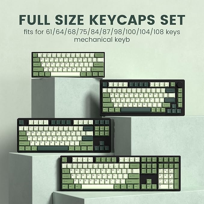 dagaladoo Keyboard keycaps Set, Double Shot PBT keycaps,Cherry Profile Custom Key caps 60 65 75 100 Percent for Cherry-mx Full Size Retro Mechanical Keyboard,Matcha Green