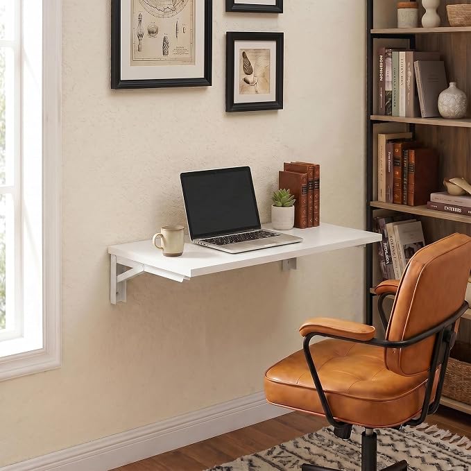 Need Small Fold Down Table Wall Mounted Heavy Duty Small Folding Wall Table Length 30 inches Width 20 inches Perfect Addition to Laundry Room/Home Bar/Kitchen & Dining Room AC15DW(7650)