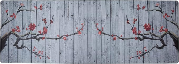 J&V TEXTILES Premium Kitchen Mat, Waterproof Anti Fatigue Kitchen Rug, Cushioned Non-Slip Textilene Surface Kitchen Floor Mat for Home, Office, Indoor, 20"x55" (Blossom)