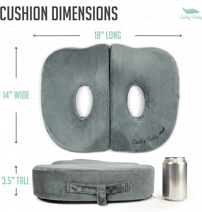 Cushy Tushy Seat Cushion | Premium Foldable Sit Bone Cushion for Pressure Relief, Hip, Hamstrings & Sciatica Comfort | Butt Pillow | Ergonomic Ischial Tuberosity Support for Home, Office & Driving