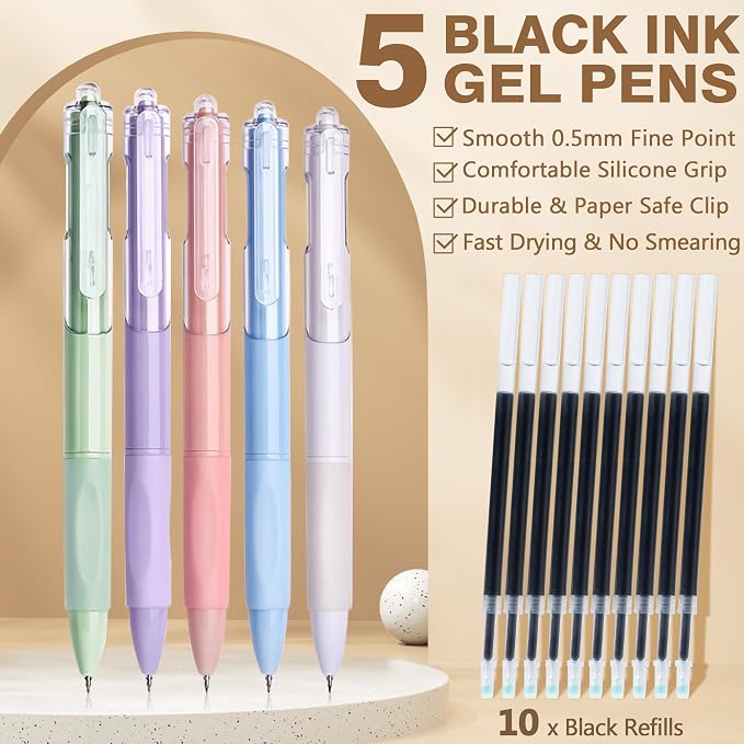 62PCS Aesthetic School Supplies with Cute Pencil Case, Pastel Highlighters Black Ink Gel Pens Mechanical Pencils Kit, Back to School Supplies College Essentials Preppy Stationary Set for Student Girls