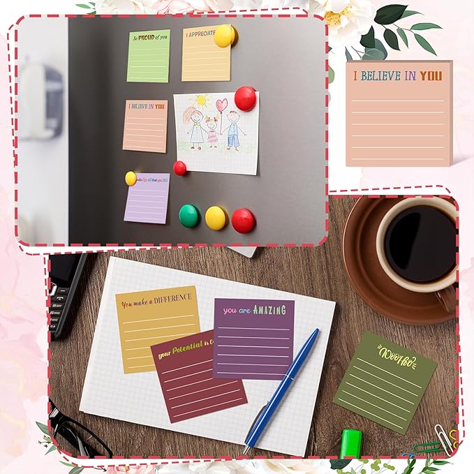 Yinder 24 Pcs Inspirational Sticky Notes Thank You Gift Motivational Sticky Note Pad Employee Appreciation Gift Bulk for Staff Coworker Teacher Nurse Office Groups 3 x 3'' (Appreciation,Retro)