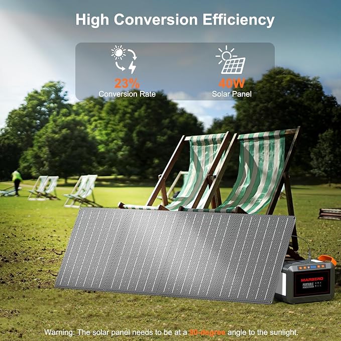 MARBERO 148Wh Solar Generator with Solar Panel Included Portable Power Station 200W with Foldable Solar Panel 40W Set for Camping Outdoor Hiking Fishing Emergency