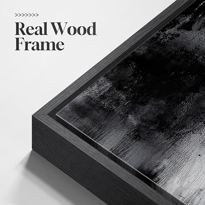 Large Framed Black and White Abstract Wall Art for Living Room, Grey Horizontal Canvas Prints Paintings Artwork for Walls, Neutral Modern Minimalist Pictures Wall Decor for Bedroom Office 30x60