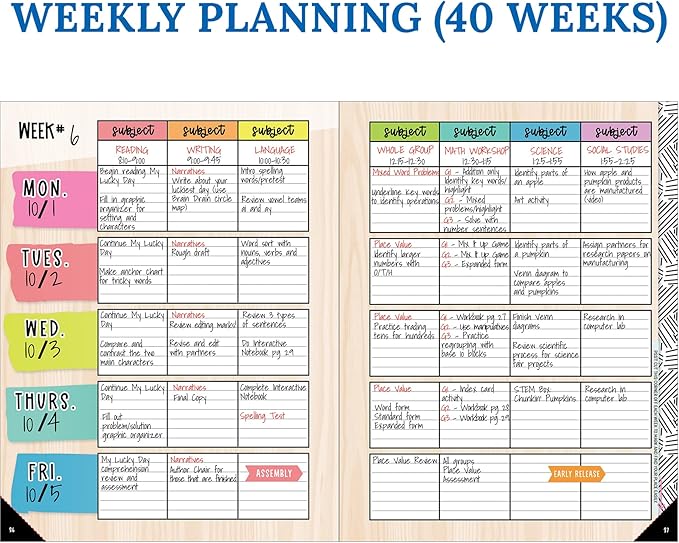 Carson Dellosa Creatively Inspired Planner 2026-2027, Undated 8" x 11" Lesson Plan Book With Stickers, Class Schedule, Weekly Calendar, Homeschool and Classroom Must Haves, Boho School Supplies