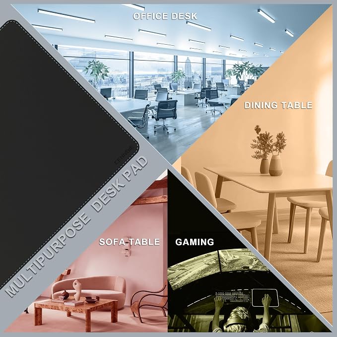 CENNBIE Leather Desk Mat - 43.6" x 16" Extra Large Desk Pad Protector for Office, Computer Desk, Oversized Mouse Pad, Black