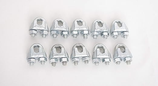 Wire Rope Clamp 1/8 inch 10 Pack Zinc Plated - Wire Rope Clip - Wire Cable Clamps