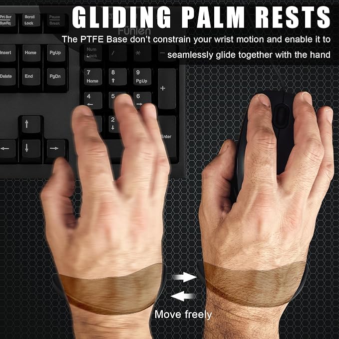 JIKIOU Right-Handed Truly Ergonomic Wrist Rest for Mouse 2 Pack, Carpal Tunnel Support, Pain Relief, Anti-Fatigue, Easy Glide, Office Computer Laptop Gaming Black