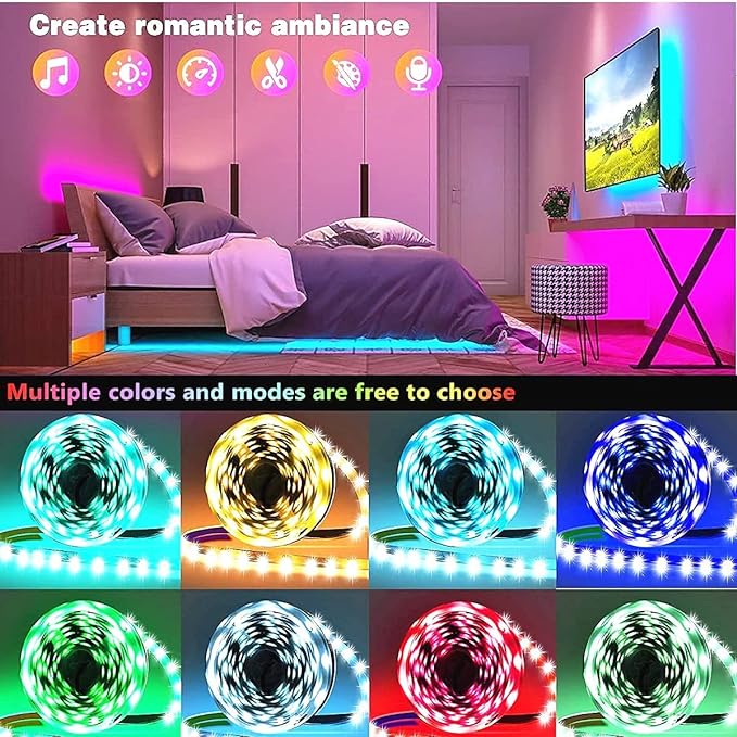Tenmiro 130ft Led Lights for Bedroom, LED Strip Lights with Remote and App Control Music Sync Color Changing RGB LED Strip, LED Lights for Room Home Party Decoration (2 Rolls of 65ft)