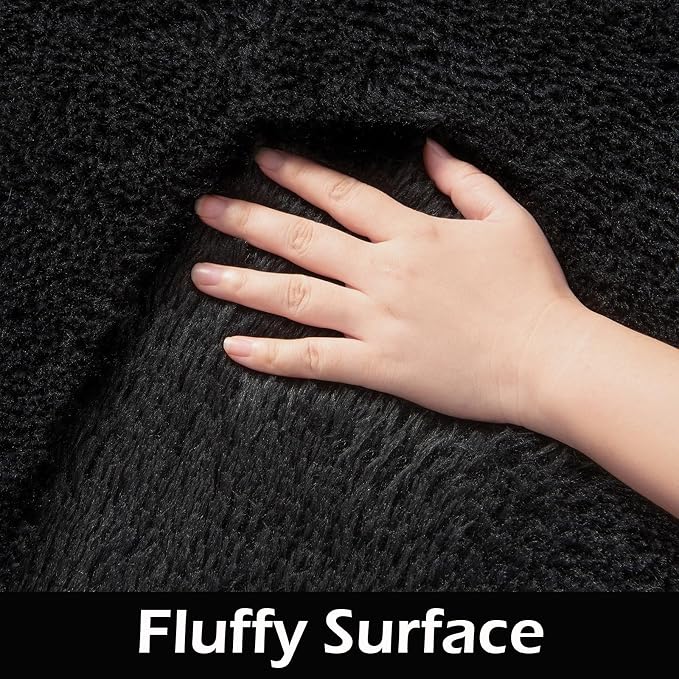 HOMORE Black Rugs for Living Room, 5x8 Area Rugs for Bedroom Fluffy Furry Rug for Kids Room, Large Shaggy Rug for Teen Boys Girls Room, Big Fuzzy Carpet for Dorm Home Decor