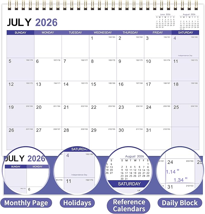 2026 Desk Calendar - Desktop Calendar 2026, Jan. 2026 - Dec. 2026, 12 Months Desk Calendar 2026, Standing Flip Calendar 2026, 9.8" x 8.3", Thick Paper