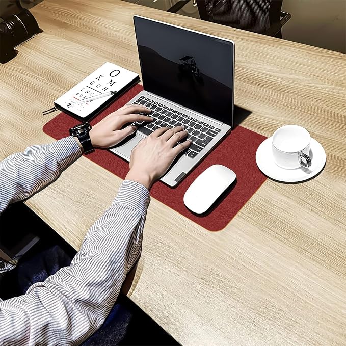 Bloss Red Leather Desk Mat Protector,Large Mouse Pad,Dual-Side Use Mouse Pads,Office Desks Mats,Laptop Protector Desks Mat,Waterproof Dual-Side Desk Keyboard/Writing Pad for Office/Home.23.6"x 13.8"