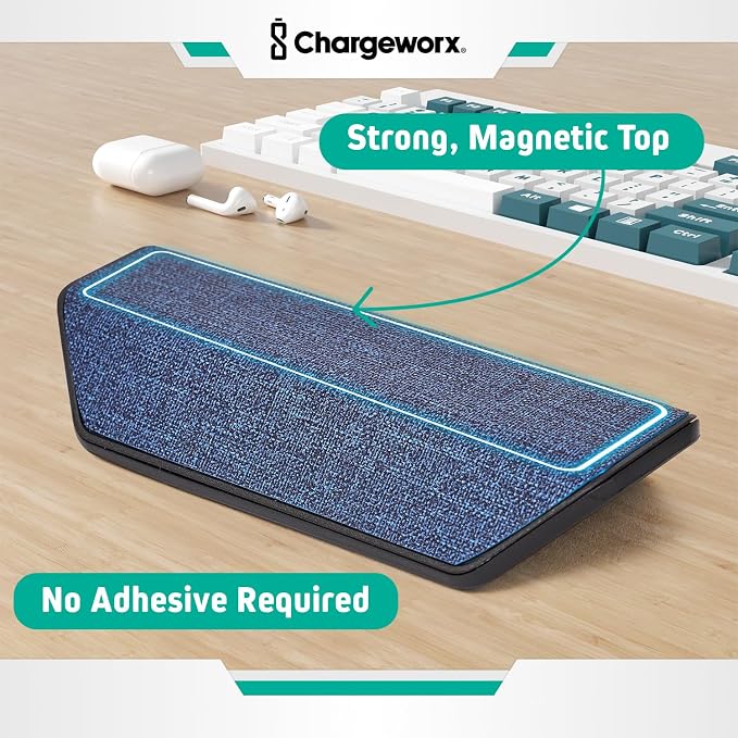 CHARGEWORX Magnetic Cable Organizer – Weighted Non-Adhesive Cord Holder with 3 Magnetic Clips for USB-C, Lightning & MagSafe Cables – Desk, Office & Nightstand Cable Management