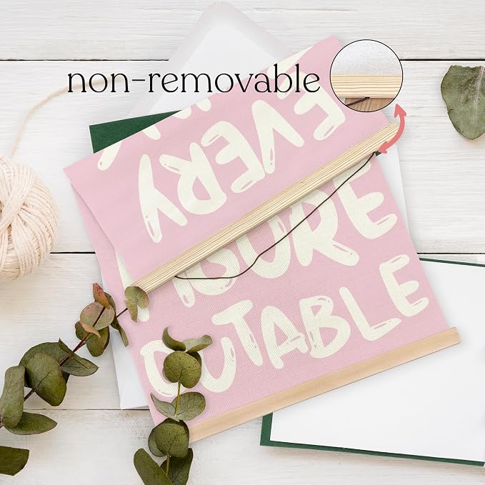 YQDEJ Everything is Figureoutable Inspirational Pink Wall Art Poster Hanger Frame, Pink Positive Affirmations Wall Decor, Motivational Wall Art for Home Office Classroom, 12x16 Inch