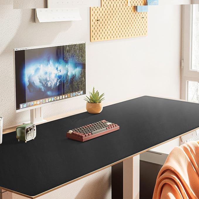Cacoy 48" x 31.5" Leather Desk Pad, Large Gaming Mouse Pad for Desk, Office Desk Pad Blotter, XXXL Table Protector Mat, Waterproof Desktop Keyboard Mat Extended Mouse Mat (Black)