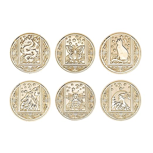 SWANGSA Wax Seal Stamp Set, Vintage 6 Pieces Sealing Wax Stamp Heads and 1 Wooden Handle for Wedding Party Invitations, Letters, Envelopes, Christmas (Starry Animals Set)