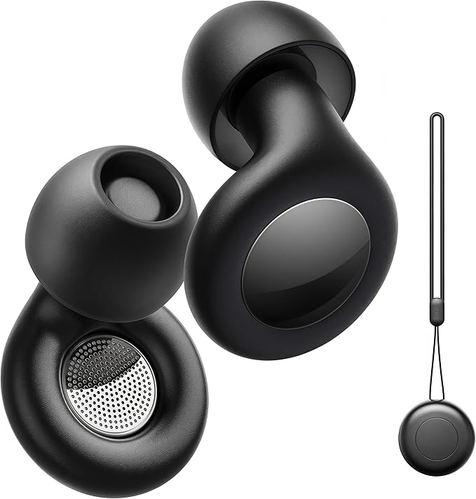 Ear Plugs for Sleeping Noise Cancelling, Reusable Silicone Ear Plugs for Noise Reduction with 8 Ear Tips, Earplugs for Sleep, Concerts, Travel, Snoring (Black, One Size)