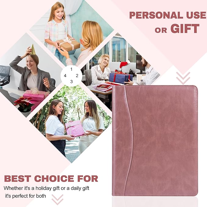 AZXCG Padfolio Portfolio Binder,Interview Resume Folder with Business Card Holder,Portfolio Folder with Document Organizer,A4 Legal Pad Holder for Men &Women