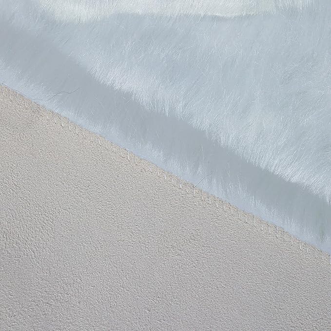 linmopm Faux Fur Sheepskin Rug, White, 5x7 ft | Shag Fluffy Fuzzy, High-Density Cushion, Rectangle, For Bedroom Bedside Living Room, Plush Sofa Cover