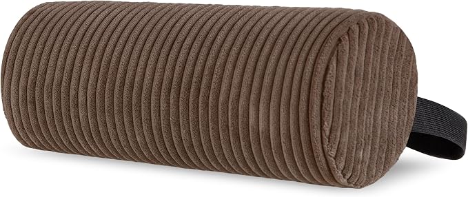 HIGOGOGO Lumbar Roll Lumbar Support Pillow for Office Chairs, Cars, and Gaming Chairs, Back Cushion with Washable Cover & Adjustable Strap to Relieve Back Pain and Improve Posture, 15"x6"x5", Brown