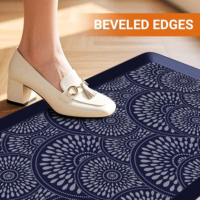 Mattitude Kitchen Mat, 17.3x28in Heavy Duty Ergonomic Comfort Foam Standing Desk Mat, Waterproof Non-Slip Standing Mats and Rugs for Kitchen, Office, Laundry, Blue