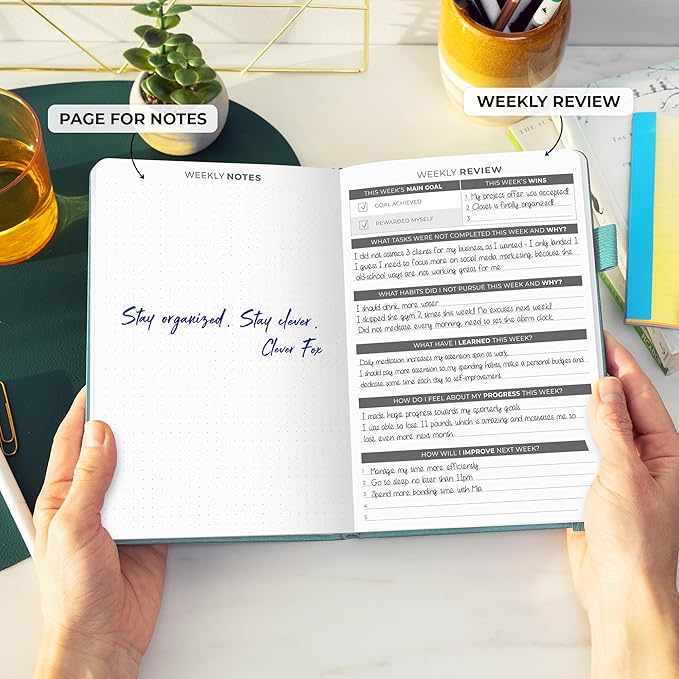 Clever Fox Daily Planner – Undated Planning Notebook with Hourly Schedule & To-Do List – Personal Day Task & Work Organizer, 6 Months (Aquamarine)