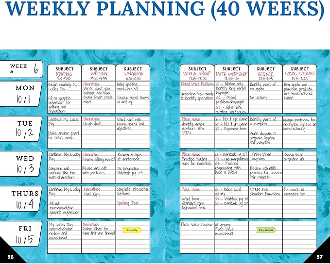 Carson Dellosa Celebrate Learning Teacher Planner 2026-2027, Undated 8" x 11" Lesson Plan Book With Stickers, Class Schedule, and Weekly Calendar School Supplies, Homeschool and Classroom Must Haves