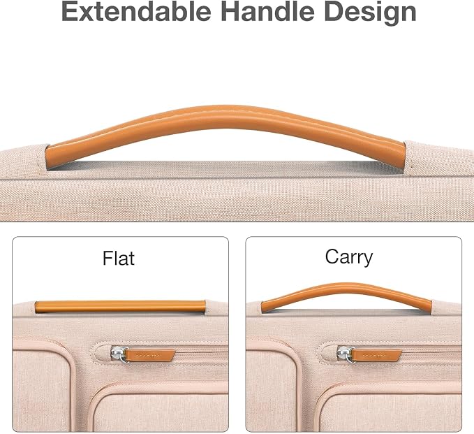 MOSISO 360 Protective Laptop Case 15 inch, 15 inch Laptop Sleeve Compatible with MacBook Air M4 M3 M2 2025 2024 2023, Dell XPS Plus, Side Open Carrying Case with 4 Zipper Pockets&Handle, Khaki