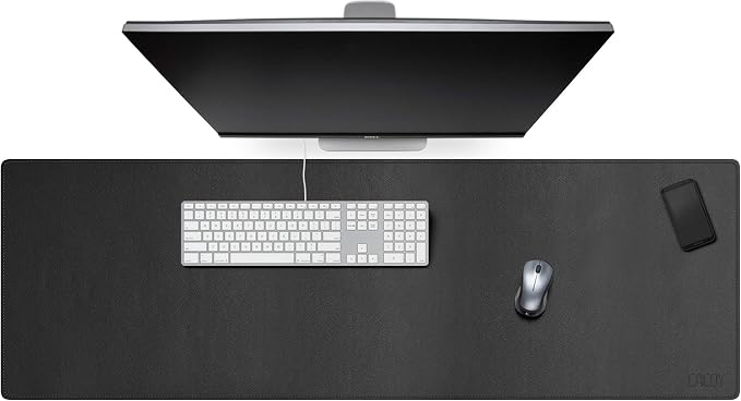 Cacoy 47''x16'' Large Leather Desk Pad, Extended Gaming Mouse Pad, Desk Mat for Keyboard, Computer Mat for Desk, 120x40cm PU Leather Desk Blotter, Waterproof Desk Protector for Office (Black)
