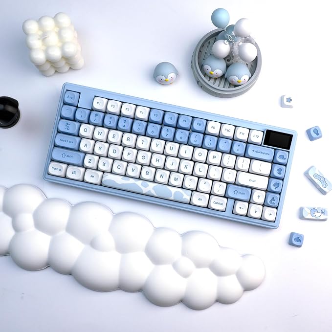 OHY XVX Dolphin Theme PBT Dye-Sub Keycaps Set, 145-Key Blue Custom Keycaps for 75% Mechanical Keyboards (Compatible with Cherry MX/Gateron Switches & Mac/Windows PC)